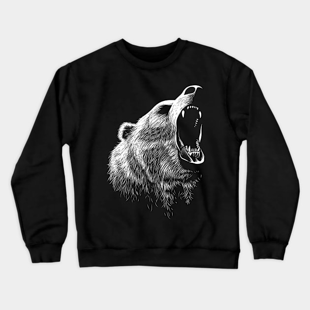 Roaring Bear (black) Crewneck Sweatshirt by zoneo